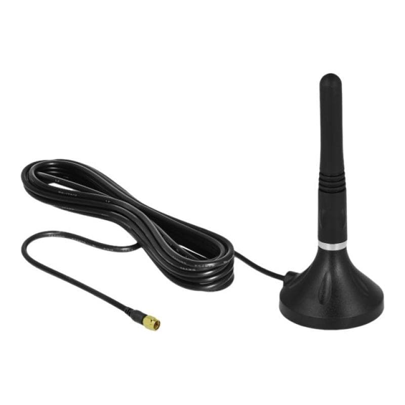 DELOCK LTE Antenne SMA Stecker 2 - 3 dBi 11 cm starr omnidirektional mit magnetischem Standfuss und