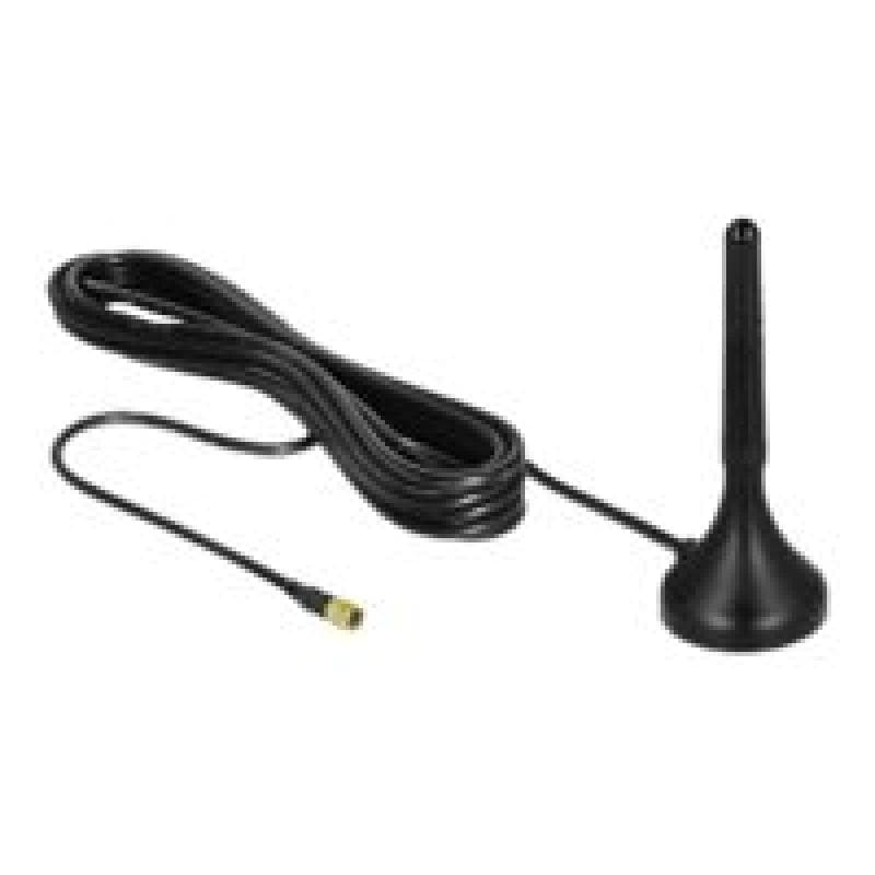 DELOCK LTE Antenne SMA Stecker 1 - 2 dBi starr omnidirektional mit magnetischem Standfuss und Anschl