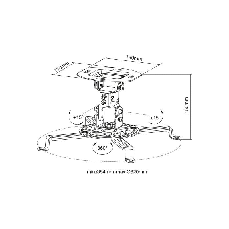INLINE Basic Beamer Deckenhalterung, 15cm, max. 13,5kg