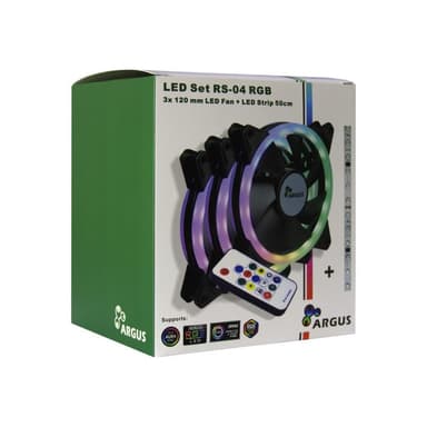 INTER-TECH Argus RS04 - RGB-Set 5V-RGB-Luefter, 50cm lange RGB-LED-Stripe LED addressierbar
