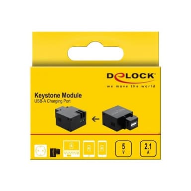 DELOCK Keystone USB Typ-A Lademodul 2,1 A schwarz