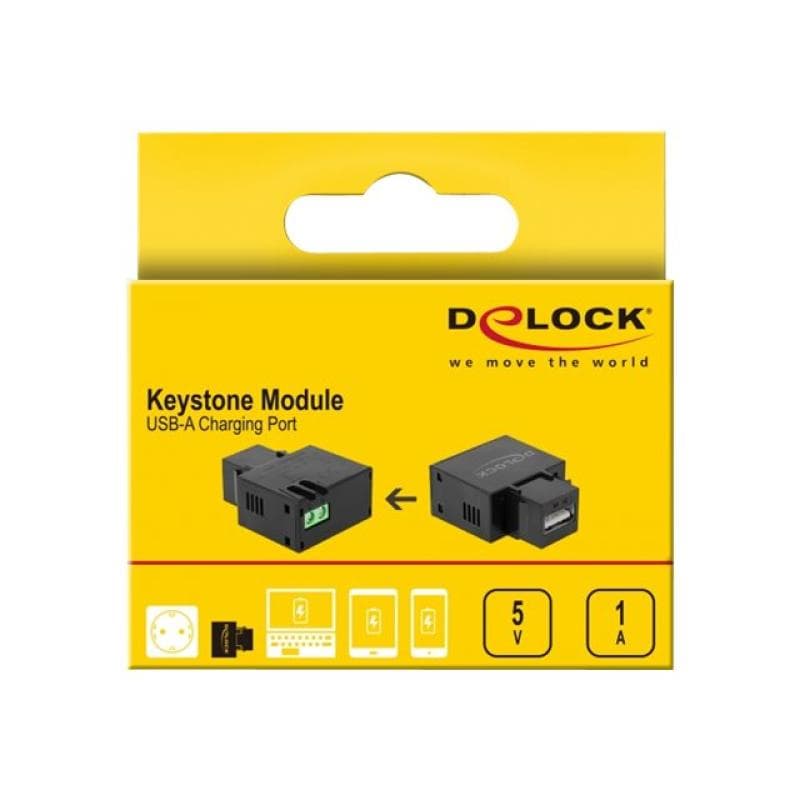 DELOCK Keystone USB Typ-A Lademodul 1 A schwarz
