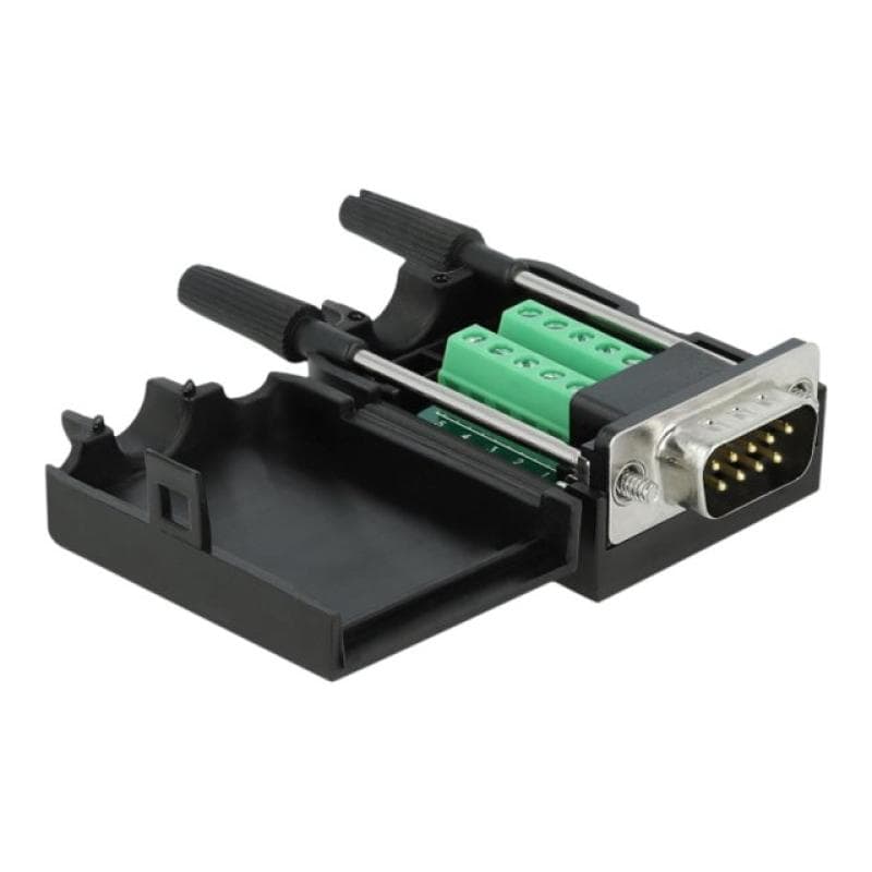 DELOCK Adapter Terminalblock 10 Pin zu Sub-D 9 Pin Stecker mit Gehäuse
