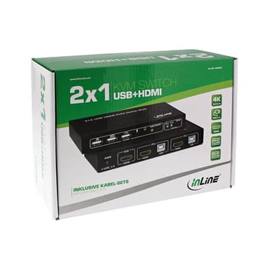 INLINE 62602I KVM Desktop Switch 2-fach HDMI 4K2K USB 2.0 Hub mit Audio