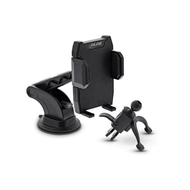 INLINE KFZ Smartphone Halterung mit Saugnapf oder für Lüftungsgitter, ONE CLICK EASY II, universal