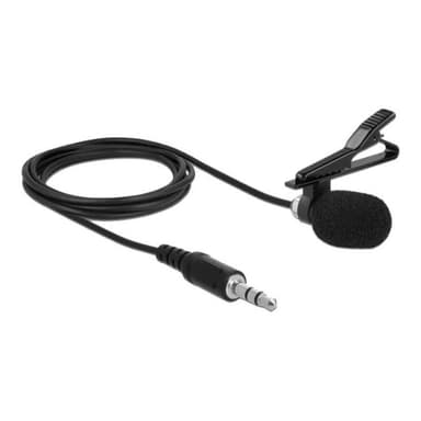 DELOCK Krawatten Lavalier Mikrofon Omnidirektional mit Clip 3,5 mm Klinkenstecker 3 Pin + Adapterkab