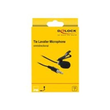 DELOCK Krawatten Lavalier Mikrofon Omnidirektional mit Clip 3,5 mm Klinkenstecker 3 Pin + Adapterkab