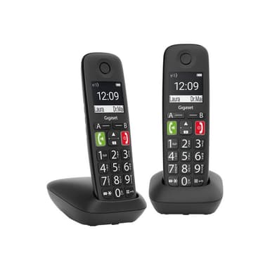 GIGASET E290 Duo schwarz schnurlos analog DECT Grosstaste 2 Mobilteile