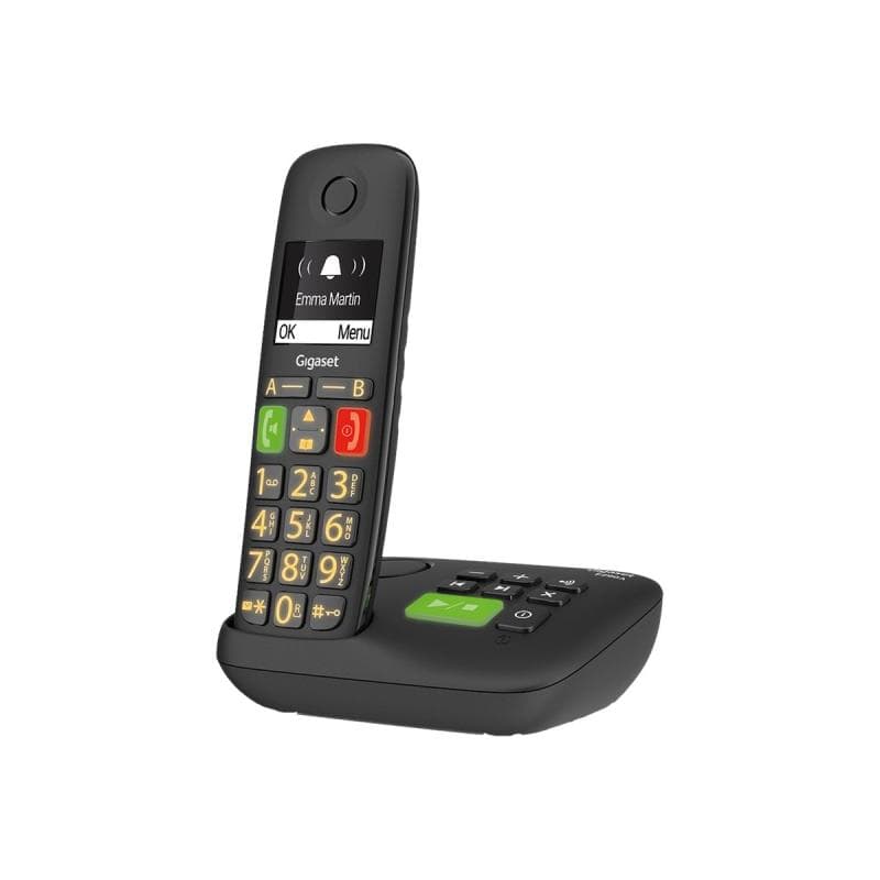 GIGASET E290A schwarz schnurlos analog DECT Grosstaste Anrufbeantworter