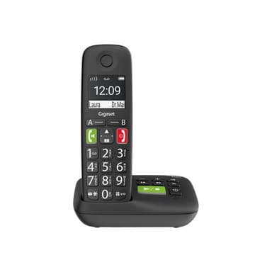 GIGASET E290A schwarz schnurlos analog DECT Grosstaste Anrufbeantworter