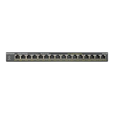 NETGEAR GS316P unmngd 16port Gigabit Ethern PoE+Switch, 115W PoE+bdgt, fanless, plug/play, expnd PoE