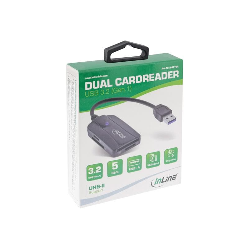 INLINE Card Reader USB 3.1 USB-A , für SD/SDHC/SDXC, microSD, UHS-II kompatibel