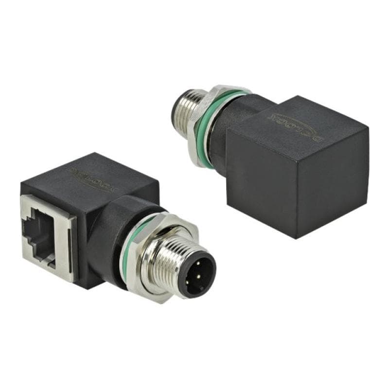 DELOCK Netzwerkadapter M12 4 Pin D-kodiert Stecker zu RJ45 Buchse (66313)