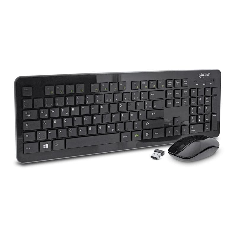 INLINE Design Desktop - Tastatur-Maus Set - USB 2,4GHz Funk - DE Layout