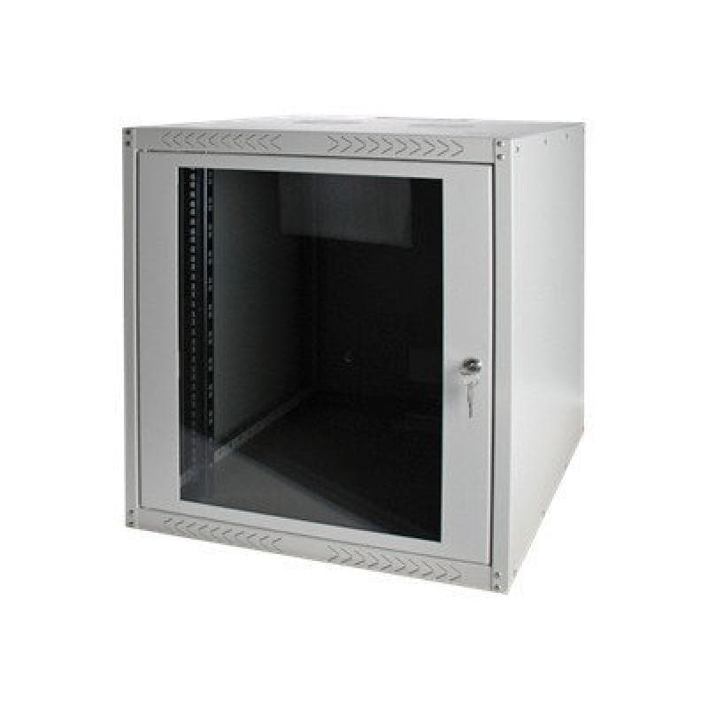 DIGITUS 48,3cm 19″ Wandschrank 12HE SoHoline RAL7035 grau H638mmxB600mmxT450mm mit Glastür