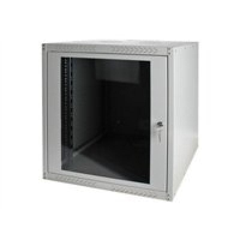 DIGITUS 48,3cm 19″ Wandschrank 12HE SoHoline RAL7035 grau H638mmxB600mmxT450mm mit Glastür