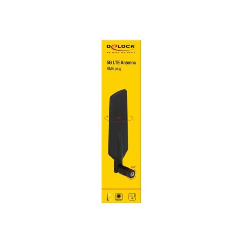 DELOCK 5G LTE Antenne SMA Stecker -1 - 3 dBi omnidirektional drehbar mit Kippgelenk schwarz