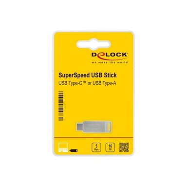 DELOCK USB 3.2 Gen 1 USB-CT + Typ-A Speicherstick 16 GB - Metallgehäuse