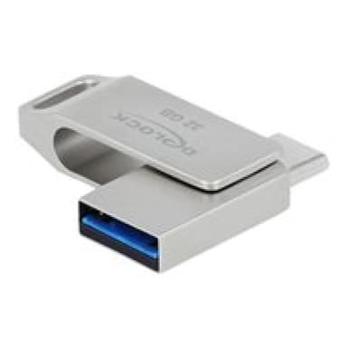 DELOCK USB 3.2 Gen 1 USB-CT + Typ-A Speicherstick 32 GB - Metallgehäuse