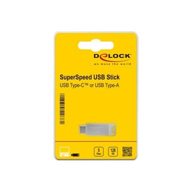 DELOCK USB 3.2 Gen 1 USB-CT + Typ-A Speicherstick 128 GB - Metallgehäuse