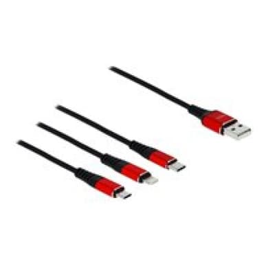DELOCK USB Ladekabel 3in1 Typ-A 1m | A>Lightning/m USB-B/USB-C