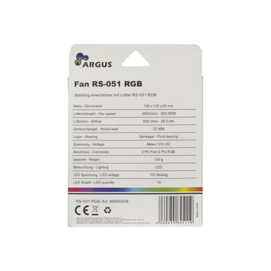INTERTECH Lüfter 120*120*25 ARGUS RS-051 RGB