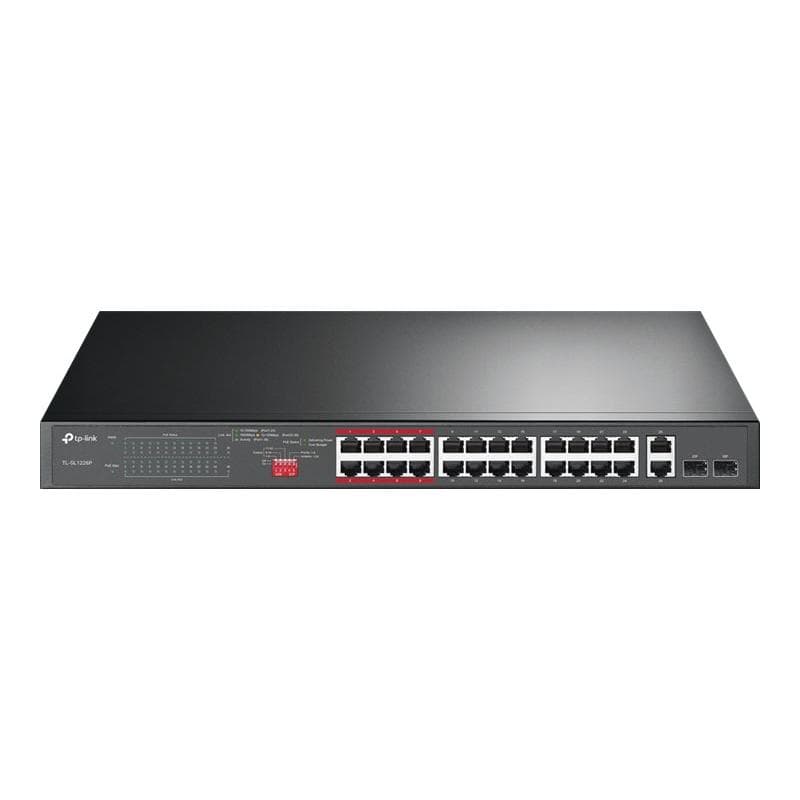 TP-LINK 24-Port 10/100 Mbps + 2-Port Gigabit Rackmount Switch with 24-Port PoE+