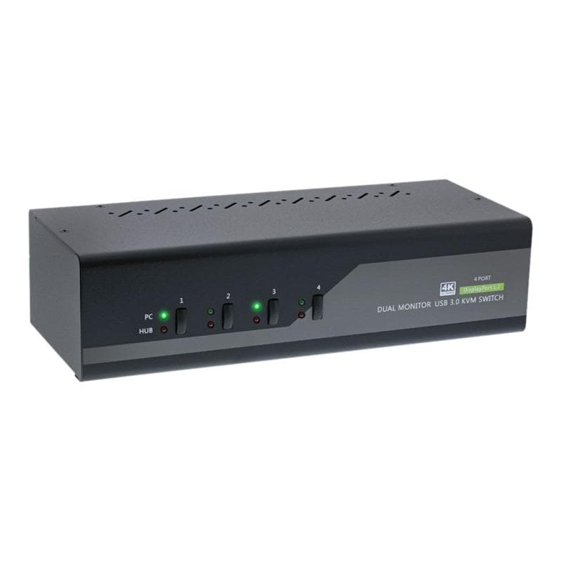 INLINE KVM Desktop Switch - 4-fach - Dual-Monitor DisplayPort 1.2 - 4K - USB 3.0 - Audio (