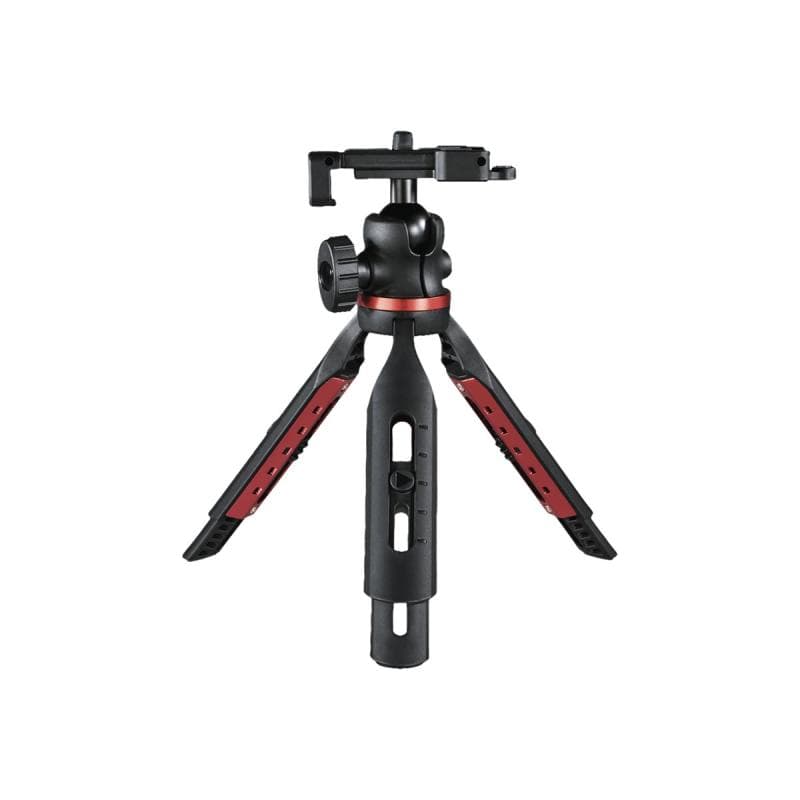 HAMA Solid Tischstativ 1/4″  Arbeitshöhe=16 - 19 cm Schwarz Kugelkopf, Wasserwaage, inkl. Smartphone
