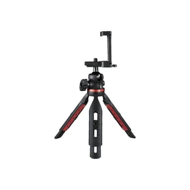 HAMA Solid Tischstativ 1/4″  Arbeitshöhe=16 - 19 cm Schwarz Kugelkopf, Wasserwaage, inkl. Smartphone