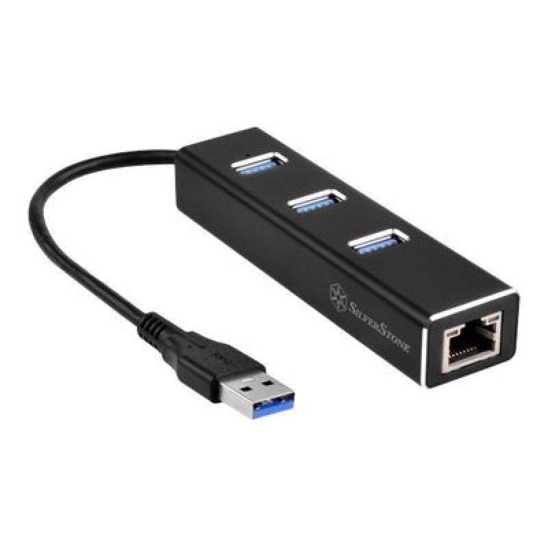 SILVERSTONE EP04 - Hub - 3 x USB 3.1 Gen 1 + 1 x 10/100/1000 - Desktop