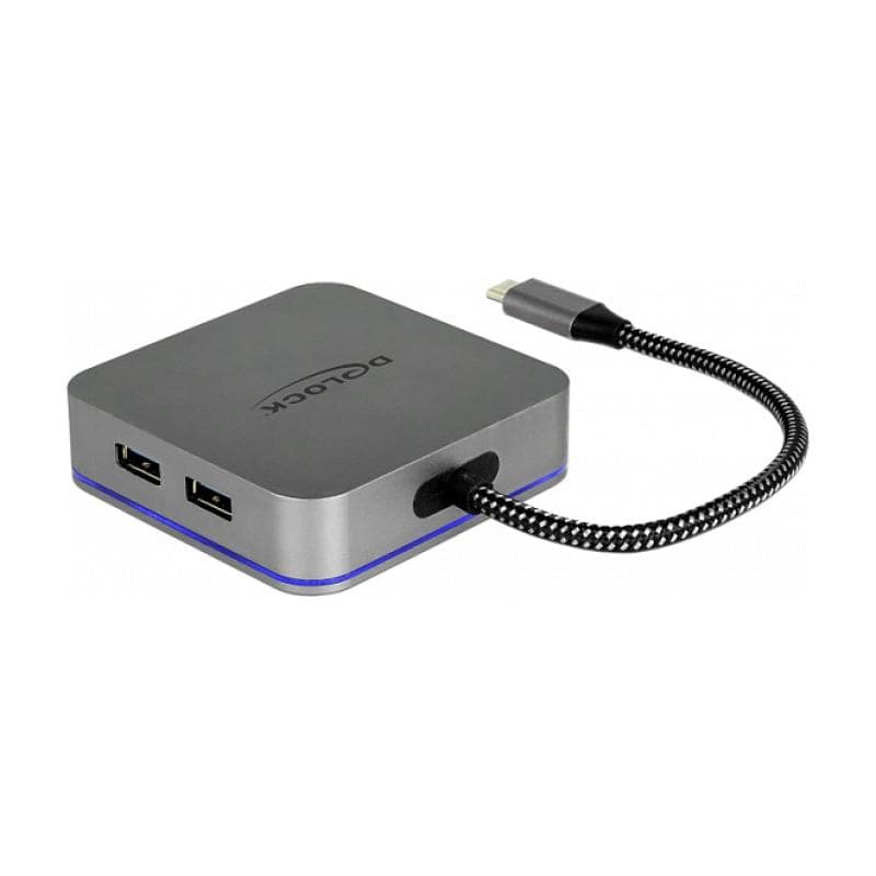 DELOCK USB Type-C Dockingstation für Mobilgeräte 4K - HDMI / Hub / LAN / PD 3.0 mit LED Beleuchtung