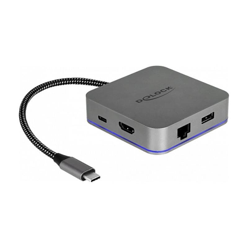 DELOCK USB Type-C Dockingstation für Mobilgeräte 4K - HDMI / Hub / LAN / PD 3.0 mit LED Beleuchtung