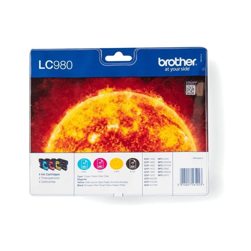 BROTHER LC980VALBP 4er Pack Schwarz, Gelb, Cyan, Magenta Tintenpatrone