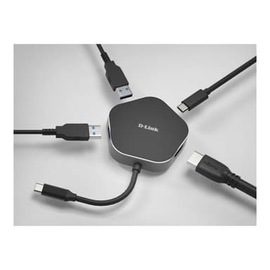 D-LINK USB-C 4-Port USB 3.0 Hub mit HDMI und USB-C Ladeanschluss