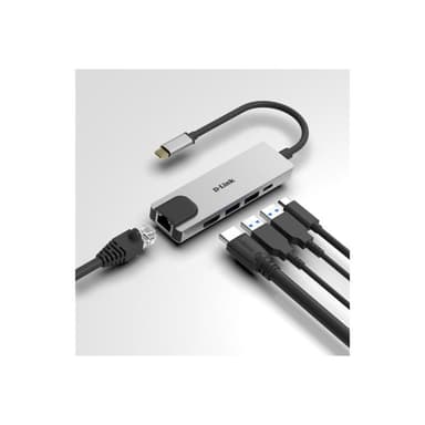 D-LINK USB-C 5-Port USB 3.0 Hub mit HDMI und Ethernet und USB-C Ladeanschluss
