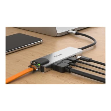 D-LINK USB-C 5-Port USB 3.0 Hub mit HDMI und Ethernet und USB-C Ladeanschluss