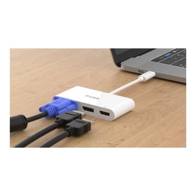 D-LINK USB-C 3-Port Video Adapter mit HDMI & Displayport & VGA