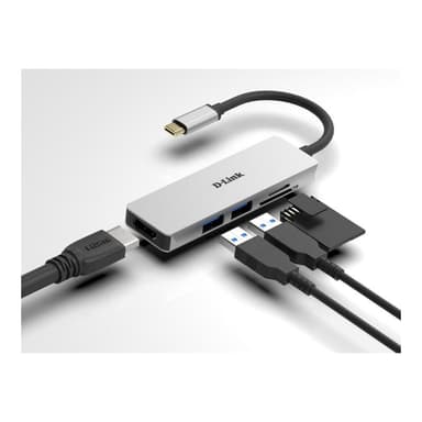 D-LINK USB-C 5-Port USB 3.0 Hub mit HDMI und SD & microSD Card Reader
