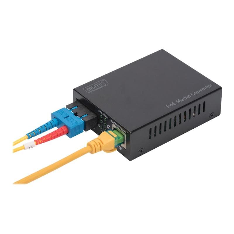 DIGITUS Gigabit PoE Medienkonverter, RJ45 / SC, SM, PSE