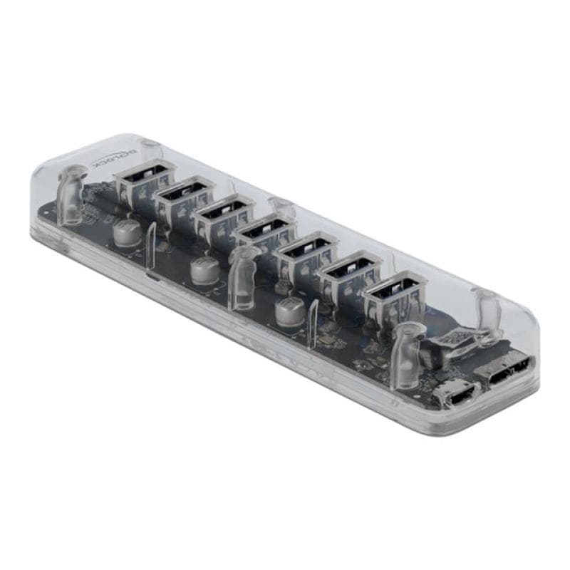 DELOCK Externer USB 3.0 Hub mit 7 Ports transparent