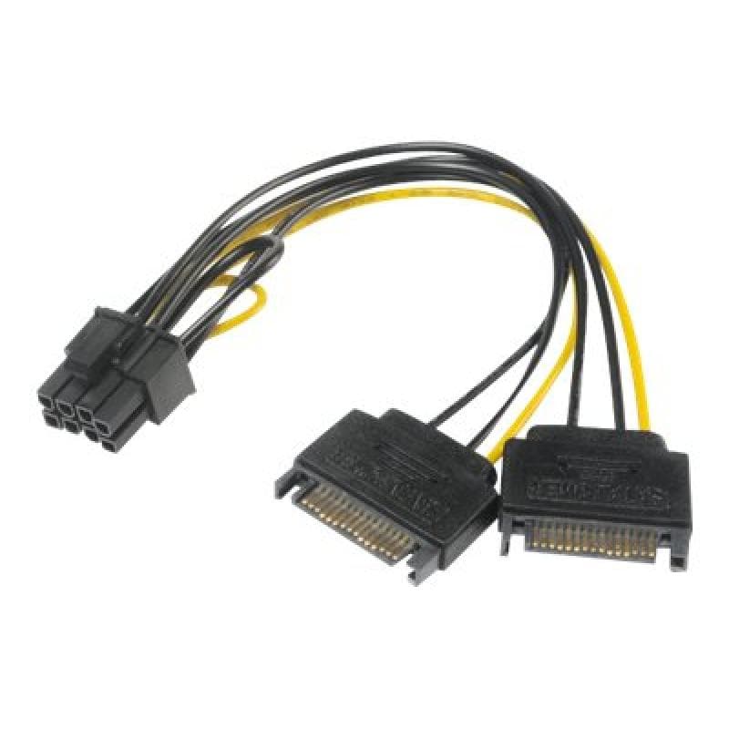 AKASA 2x 15-Pin-SATA auf 1x 6-Pin-PCIe Adapter - Adapter - Digital/Daten (AK-CBPW19-15)