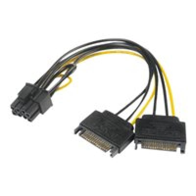 AKASA 2x 15-Pin-SATA auf 1x 6-Pin-PCIe Adapter - Adapter - Digital/Daten (AK-CBPW19-15)