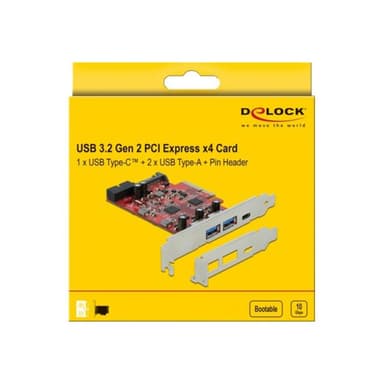 DELOCK PCIe x4>1x USB-C/2xUSB-A/1xUSB3.0