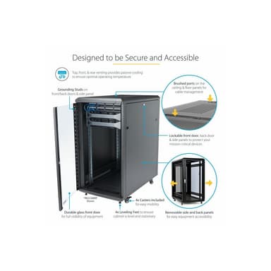 STARTECH.COM 18U Server Rack Cabinet - Includes Casters and Leveling Feet - Schrank - Netzwerkschran