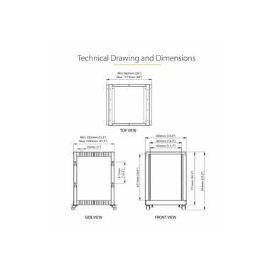 STARTECH.COM 15U Open Frame Rack - 4 Post - 22-40 in. Adjustable Depth - Schrank - offener Rahmen -
