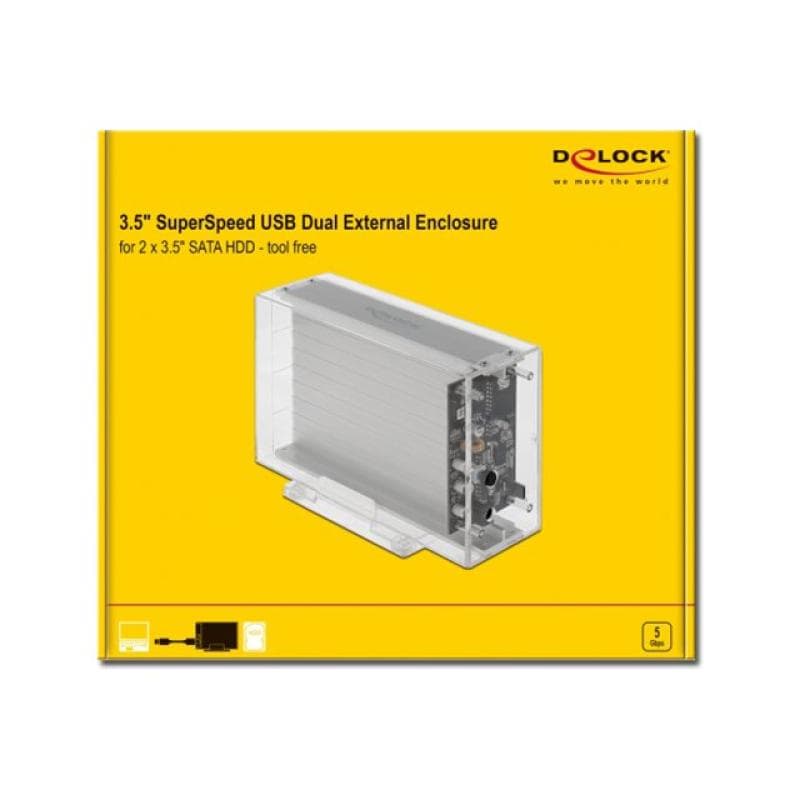 DELOCK External Dual Enclosure for 2 x 3,5 SATA HDD with USB Type-C - Speichergehäuse - 3.5″ (8,9 cm