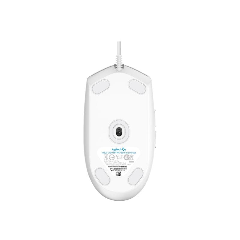 LOGITECH Gaming Mouse G203 LIGHTSYNC - Maus - optisch - 6 Tasten - kabelgebunden - USB - weiß