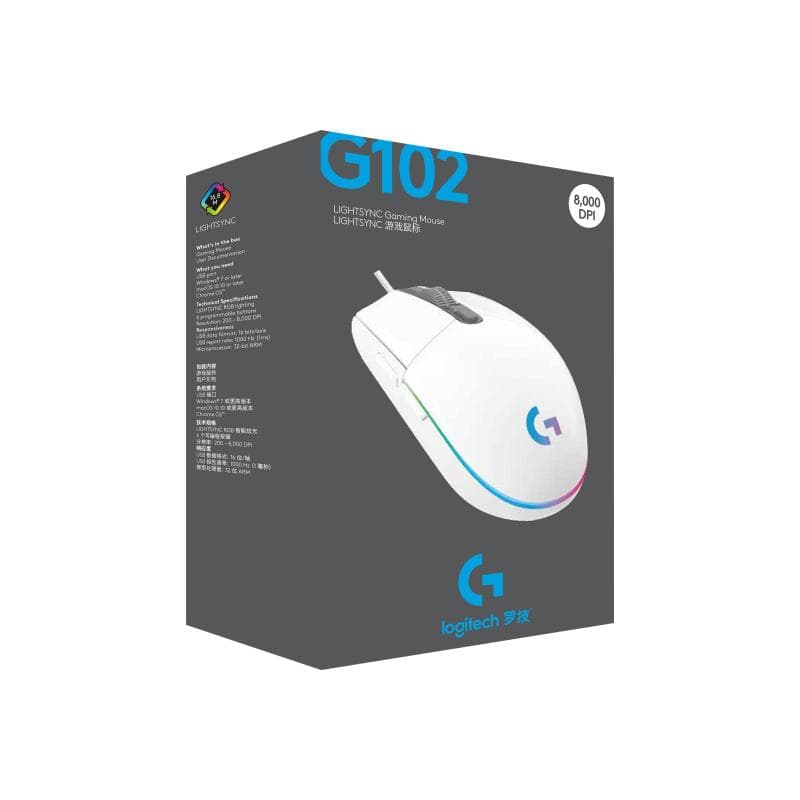 LOGITECH Gaming Mouse G102 LIGHTSYNC - Maus - Für Rechtshänder - optisch - 6 Tasten - kabelgebunden