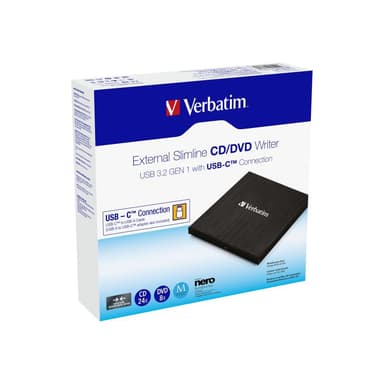 VERBATIM DVW Slimline USB3.2 CD/DVD Brenner inkl. Nero extern retail